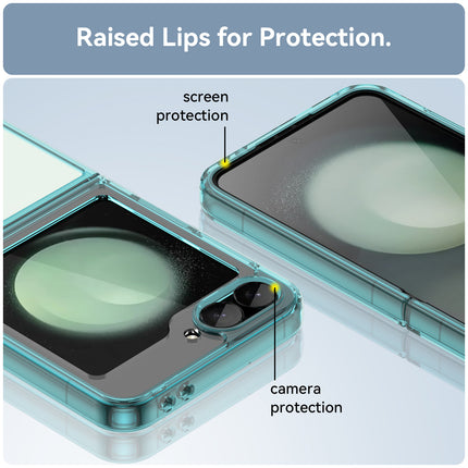 Mobizang Unicorn Acrylic Clear Back Cover For Samsung Galaxy Z Flip 6 | Slim Shockproof [Military Grade Protection] Hybrid Bumper Case (Blue Sides)