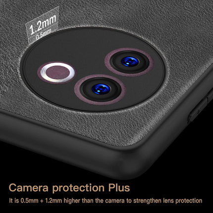Mobizang Tux Leather Back Cover for Vivo V30E (5G) | Slim Shockproof Camera Protection Bumper Case (Black)