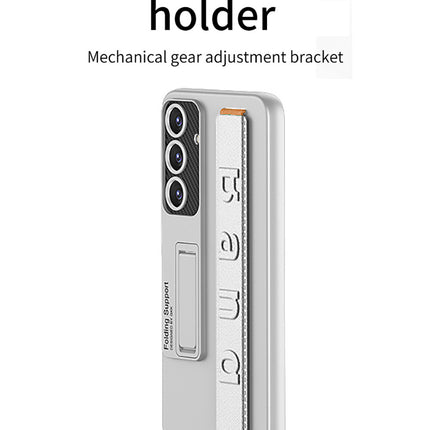 Mobizang Ultra Thin Band + Stand Back Case for Samsung S25 | Slim Camera Lens Protection Cover with Kickstand (Silver)