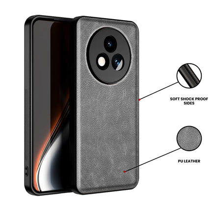 Mobizang Tux Leather Back Cover for Realme P3 PRO 5G | Slim Shockproof Camera Protection Bumper Case (Grey)