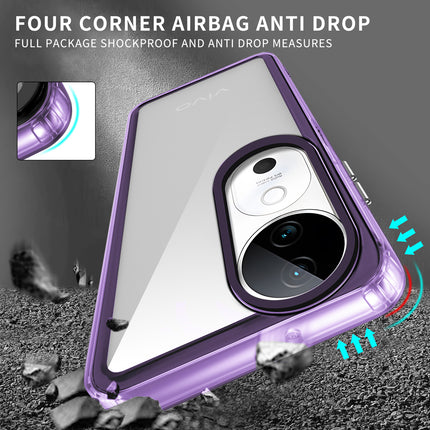 Mobizang Warrior Acrylic Clear Back Cover For Vivo V31 (5G) | Slim Shockproof [Military Grade Protection] Hybrid Bumper Case (Purple Sides)