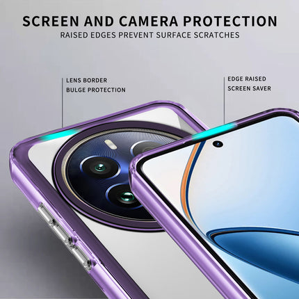 Kapa Warrior Acrylic Clear Back Cover For Realme 12 Plus | Slim Shockproof [Military Grade Protection] Hybrid Bumper Case (Purple Sides)