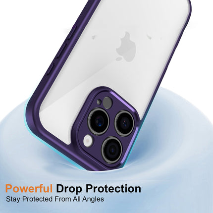 Mobizang Hawkeye Clear Back Cover for Apple iPhone 16 Pro | Camera Lens Protector Shockproof Slim Clear Case Cover (Purple Sides)