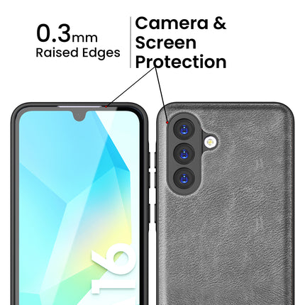 Mobizang Tux Leather Back Cover for Samsung Galaxy A36 | Slim Shockproof Camera Protection Bumper Case (Grey)
