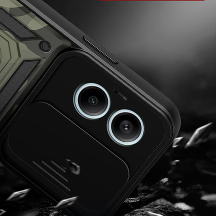 Kapa Tank Back Cover for Redmi Note 13 Pro (5G) | Inbuilt Ring + Slider Shockproof Lens Protection Bumper Back Case (Black)