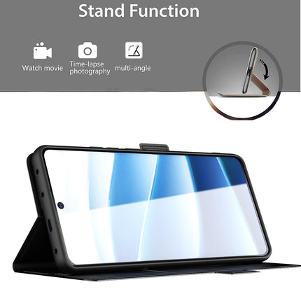 Mobizang Noble Slim Magnetic Leather Flip Case Cover for Redmi Note 14 Pro (5G) | Card Holder Stand Flip Wallet Case (Black)