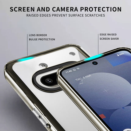 Mobizang Warrior Acrylic Clear Back Cover For Nothing Phone 3A 5G | Slim Shockproof [Military Grade Protection] Hybrid Bumper Case (Grey Sides)