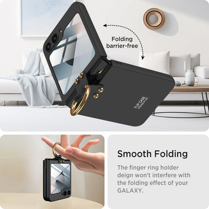 Mobizang Ultra Thin PC Ring Back Case for Samsung Galaxy Flip6 / Z Flip 6 | Shockproof Slim Hard Protective Cover (Black)