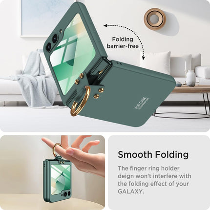 Mobizang Ultra Thin PC Ring Back Case for Samsung Galaxy Flip6 / Z Flip 6 | Shockproof Slim Hard Protective Cover (Green)