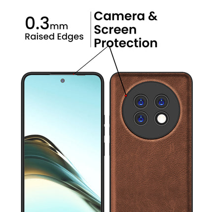 Mobizang Tux Leather Back Cover for Realme 13 PRO / 13 PRO PLUS | Slim Shockproof Camera Protection Bumper Case (Brown)