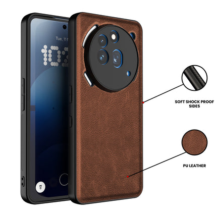 Mobizang Tux Leather Back Cover for Nothing Phone 3A Pro | Slim Shockproof Camera Protection Bumper Case (Brown)