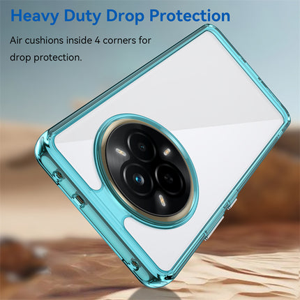 Mobizang Unicorn Acrylic Clear Back Cover For Realme 14 Pro 5G | Slim Shockproof [Military Grade Protection] Hybrid Bumper Case (Blue Sides)