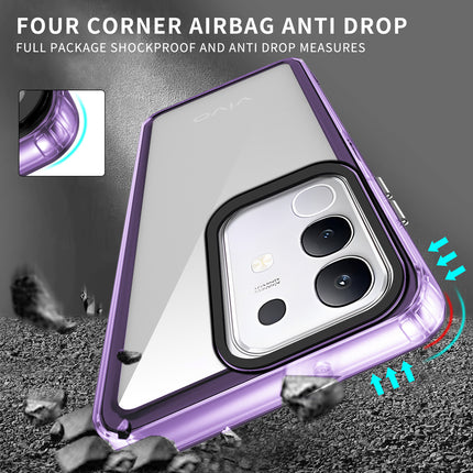 Mobizang Warrior Acrylic Clear Back Cover For Vivo T4X 5G | Slim Shockproof [Military Grade Protection] Hybrid Bumper Case (Purple Sides)