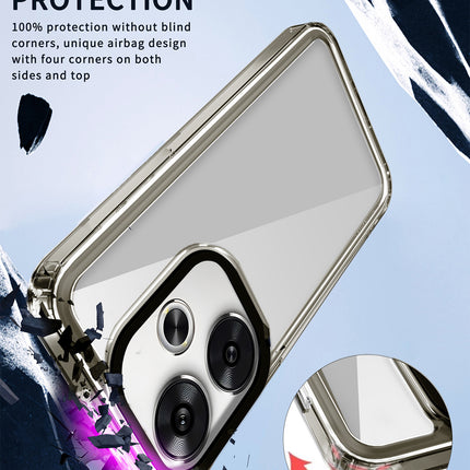 Mobizang Warrior Acrylic Clear Back Cover For Poco F6 (5G) | Slim Shockproof [Military Grade Protection] Hybrid Bumper Case (Grey Sides)
