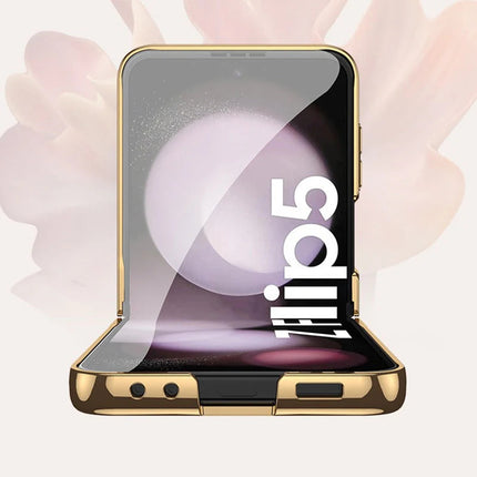 Mobizang 9H Glass Back Case for Samsung Galaxy Z Flip5 / Z Flip 5,Ultra Thin Full Body Protection Folding Hard Back Cover, Black Marble