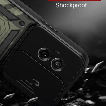Mobizang Tank Back Cover for OnePlus 13 | Inbuilt Ring + Slider Shockproof Lens Protection Bumper Back Case (Black)