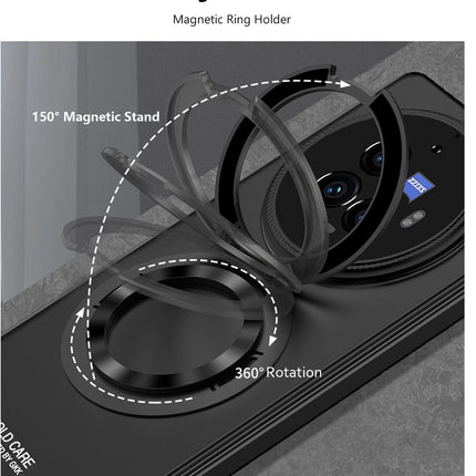 Mobizang Ultra Thin Magsafe Ring Back Case for Vivo X Fold 3 PRO | Shockproof Slim Hard Protective Cover (Black)