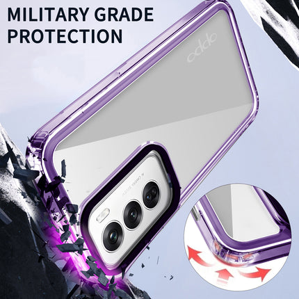 Mobizang Warrior Acrylic Clear Back Cover For Oppo Reno 12 (5G) | Slim Shockproof [Military Grade Protection] Hybrid Bumper Case (Purple Sides)