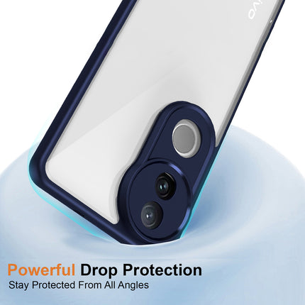 Mobizang Hawkeye Clear Back Cover for Vivo V50 5G | Camera Lens Protector Shockproof Slim Clear Case Cover (Blue Sides)