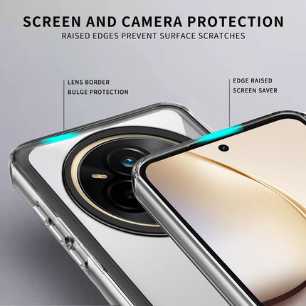Mobizang Warrior Acrylic Clear Back Cover For Realme 14 Pro+ (Plus) 5G | Slim Shockproof [Military Grade Protection] Hybrid Bumper Case (Clear Sides)