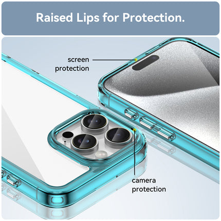 Mobizang Unicorn Acrylic Clear Back Cover For Apple iPhone 16 Pro Max | Slim Shockproof [Military Grade Protection] Hybrid Bumper Case (Blue Sides)