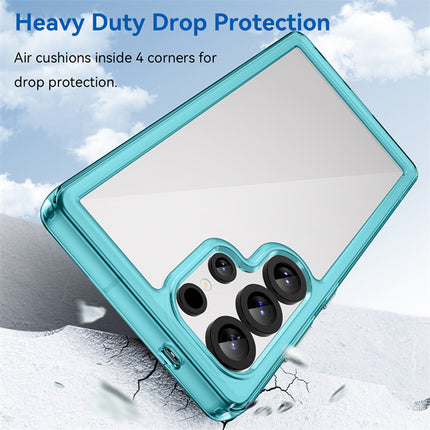 Mobizang Unicorn Acrylic Clear Back Cover For Samsung Galaxy S25 Ultra | Slim Shockproof [Military Grade Protection] Hybrid Bumper Case (Blue Sides)