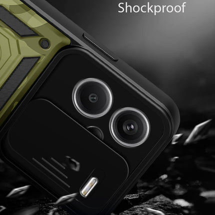 Kapa Tank Back Cover for Redmi Note 13 Pro Plus (5G) | Inbuilt Ring + Slider Shockproof Lens Protection Bumper Back Case (Green)