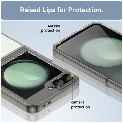 Mobizang Unicorn Acrylic Clear Back Cover For Samsung Galaxy Z Flip 6 | Slim Shockproof [Military Grade Protection] Hybrid Bumper Case (Grey Sides)