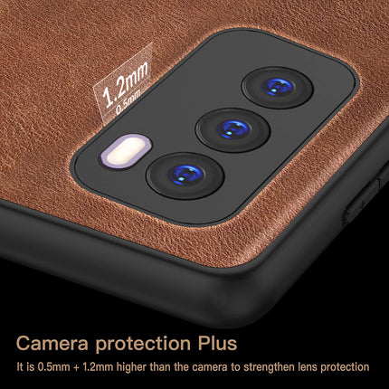 Mobizang Tux Leather Back Cover for Oppo Reno 12 (5G) | Slim Shockproof Camera Protection Bumper Case (Brown)