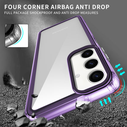 Mobizang Warrior Acrylic Clear Back Cover For Samsung Galaxy A55 (5G) | Slim Shockproof [Military Grade Protection] Hybrid Bumper Case (Purple Sides)