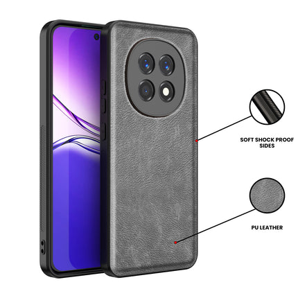 Mobizang Tux Leather Back Cover for Oppo F29 5G | Slim Shockproof Camera Protection Bumper Case (Grey)