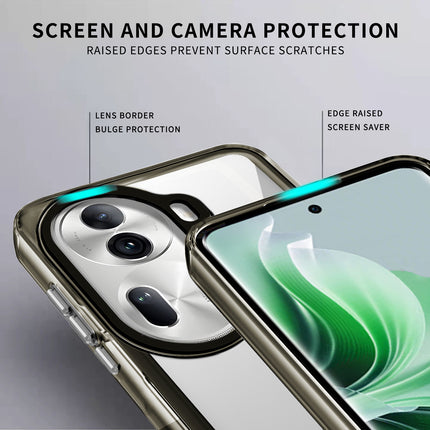 Mobizang Warrior Acrylic Clear Back Cover For Oppo Reno 11 pro | Slim Shockproof [Military Grade Protection] Hybrid Bumper Case (Grey Sides)