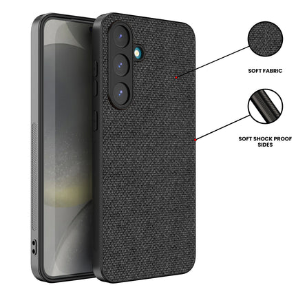 Mobizang Soft Full Fabric Protective Back Case Cover for Samsung Galaxy S25 Plus | Shockproof Slim Hard Anti Slip Back Case (Black)