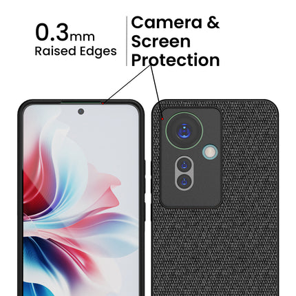 Mobizang Soft Full Fabric Protective Back Case Cover for Oppo F25 Pro (5G) | Shockproof Slim Hard Anti Slip Back Case (Black)