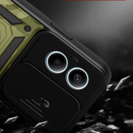 Kapa Tank Back Cover for Redmi Note 13 Pro (5G) | Inbuilt Ring + Slider Shockproof Lens Protection Bumper Back Case (Green)