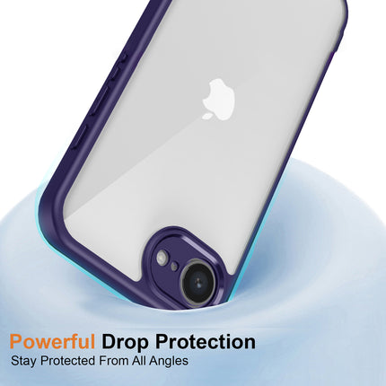 Mobizang Hawkeye Clear Back Cover for Apple iPhone 16E | Camera Lens Protector Shockproof Slim Clear Case Cover (Purple Sides)