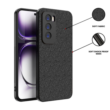 Mobizang Soft Full Fabric Protective Back Case Cover for Oppo Reno 12 Pro (5G) | Shockproof Slim Hard Anti Slip Back Case (Black)