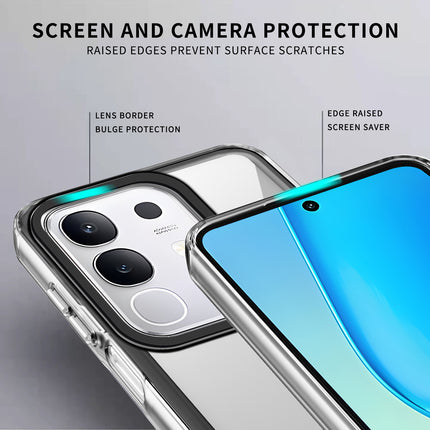 Mobizang Warrior Acrylic Clear Back Cover For Vivo T4X 5G | Slim Shockproof [Military Grade Protection] Hybrid Bumper Case (Clear Sides)