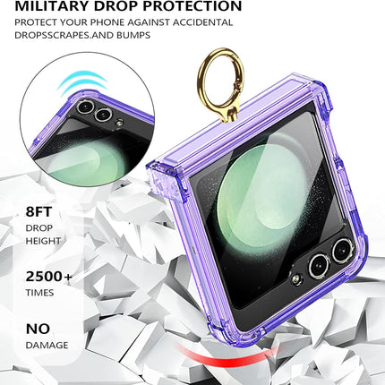 Mobizang Clear Airbag Ring Back Case for Samsung Galaxy Flip6 / Z Flip 6 | Transparent Shockproof Slim Hard Protective Cover (Purple)