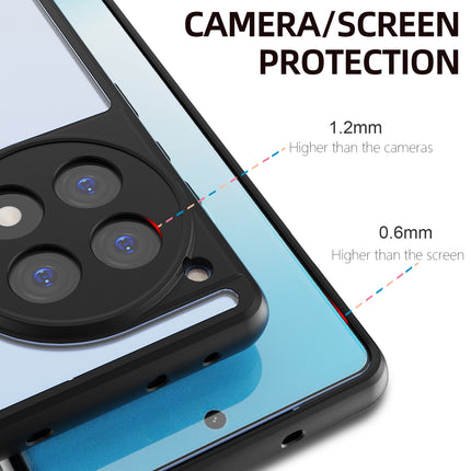Mobizang Hawkeye Clear Back Cover for OnePlus 12R | Camera Lens Protector Shockproof Slim Clear Case Cover (Black Sides)