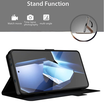 Mobizang Noble Slim Magnetic Leather Flip Case Cover for OnePlus 13R | Card Holder Stand Flip Wallet Case (Black)