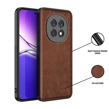 Mobizang Tux Leather Back Cover for Oppo F29 5G | Slim Shockproof Camera Protection Bumper Case (Brown)