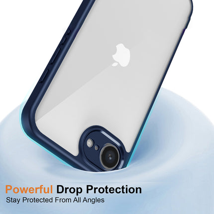 Mobizang Hawkeye Clear Back Cover for Apple iPhone 16E | Camera Lens Protector Shockproof Slim Clear Case Cover (Blue Sides)