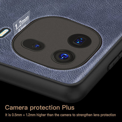 Kapa Tux Leather Back Cover for IQOO 12 (5G) | Slim Shockproof Camera Protection Bumper Case (Blue)