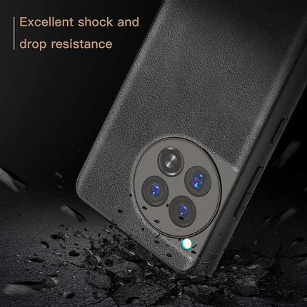 Kapa Tux Leather Back Cover for Oneplus 12 | Slim Shockproof Camera Protection Bumper Case (Black)