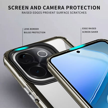 Mobizang Warrior Acrylic Clear Back Cover For Iqoo Z9S Pro (5G) | Slim Shockproof [Military Grade Protection] Hybrid Bumper Case (Grey Sides)