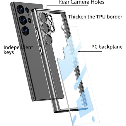 Mobizang Clear Airbag Back Case for Samsung Galaxy S25 Ultra | Transparent Shockproof Slim Hard PC Shell Protective Cover (Black)