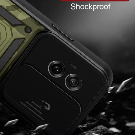 Mobizang Tank Back Cover for OnePlus 13 | Inbuilt Ring + Slider Shockproof Lens Protection Bumper Back Case (Green)