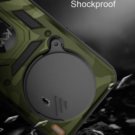Mobizang Tank Back Cover for Vivo X200 (5G) | Inbuilt Ring + Slider Shockproof Lens Protection Bumper Back Case (Green)