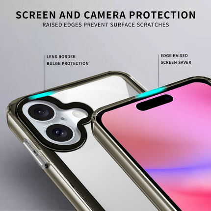Mobizang Warrior Acrylic Clear Back Cover For Apple iPhone 16 | Slim Shockproof [Military Grade Protection] Hybrid Bumper Case (Grey Sides)
